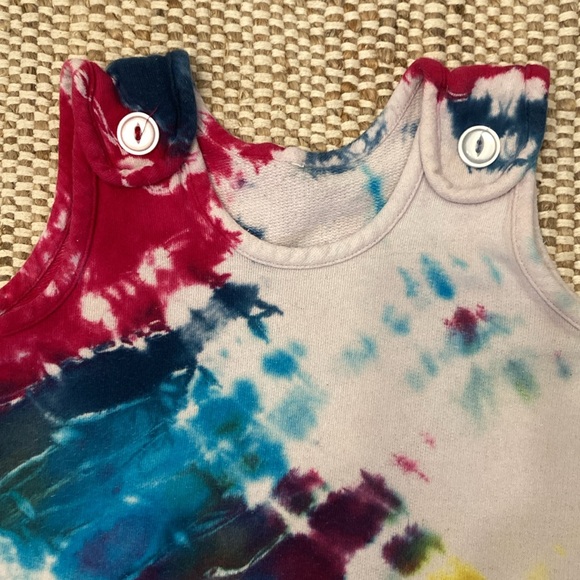 Vintage Tie Dye Rainbow Splash Girls Dress Jumper Size 12 month - Picture 2 of 3